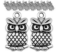Alipis 50 Breloques Pendentif Hibou en Alliage Vintage Argenté Ancien, Mini Breloques de Bijoux pour Création DIY Colliers Bracelets, Accessoires Bijouterie Faits Main