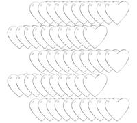 Alipis 50 Pièces Porte-clés Vierge en Acrylique Blanc de Cœur | Double Face Lisse, à Écrire Sublimer, Pendentif DIY pour Colliers, Colliers D’animaux