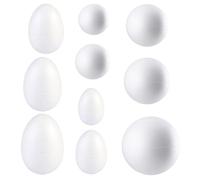 Alipis 50pcs Boules et Œufs de Pâques en Écume Peintes la Main, Éducatif pour Développer la Motricité Manuelle, Décoration Festive Blanche pour Présents et Fête de Pâques