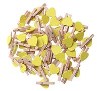 Alipis 50pcs Love Wood Clips Beautiful Small Fixation Clips for Photo Painting (Yellow)