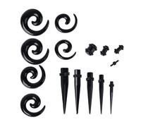 Alipis 54 Pièces Bouchons D'oreille Tunnel Accessoires pour Oreilles en Acrylique Noir, Écarteurs Oreilles D'escargot, pour Femmes, Fêtes et Mariage