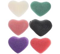 Alipis 6 pièces Éponges Exfoliantes Visage et Corps Forme de Cœur Nettoyage Doux Réutilisables et Lavables Assortiment pour Soin Complet Peau