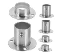 Alipis 6 Pièces Lot de Supports INOX pour Tringle de Placard avec Bride Haute Base Stable et Montage Mural pour Penderie et Tringle à Rideaux Robuste