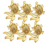 Alipis 6 pièces Porte-clés Laiton Doré Vintage Modèle Poisson Creux Miniatures Accessoires DIY Élégants et Fonctionnels