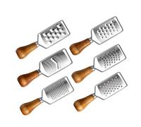 Alipis 6 Pièces Râpe à Fromage et Légumes Acier Inoxydable avec Manche Bois Antidérapant Râpe Fine et Grossière Multifonction pour Ail Citron Pommes de Terre et Gingembre