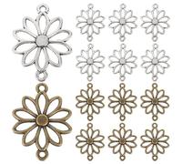 Alipis 60 Pièces Connecteurs Pendentifs Marguerite Vintage Alliage de Zinc Double Trou pour Colliers Bracelets DIY Boucles Oreilles et Porte-clés Assortiment Couleurs Argent Ancien et