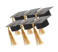 Alipis 6pièces Chapeaux De Graduation Décoratifs pour Verres Couvercles Toppers Forme De Chapeau De Docteur avec Franges pour Fête De Diplôme Accessoires De Vin Festifs