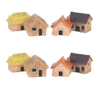 Alipis 8 Pièces Maison Miniature Micro-Paysage en Résine, Chalet Rustique Vintage à Toit de, Décor pour Bonsaï et Maison de Poupée, pour Bureau et Étagères