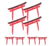 Alipis 8 Pièces Ornement de Simulation Sculpture Torii Rouge en PVC | Statue de Style Zen, Modèle Résistant à Déformation Décoloration, Jardin Extérieur