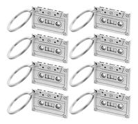 Alipis 8 pièces Porte-clés Vintage Cassette Tape Alliage Pendentif Rétro Musique Punk Lot de Breloques pour Bijoux DIY Pendentifs Argentés pour Bracelet Collier