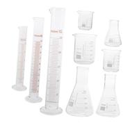 Alipis 9 pièces Verrerie de Laboratoire Béchers Gradués Cylindres et Fioles Coniques Verre Résistant Aux Acides pour Chimie Éducation et Recherche Scientifique Outils Pratiques pour