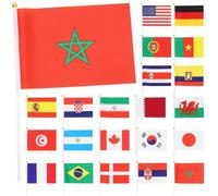 Alipis 96 Petits Drapeaux Portatifs Internationaux en Plastique et Polyester, Impression Vive, Non Déformables, pour Décoration et Événements de Football