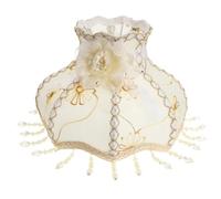 Alipis Abat-Jour Rétro Européen en Tissu Léger Beige Style Vintage Dentelle et Perles Compatible E27 Décoration Élégante pour Lampe de Table et Lampadaire Accessoire D’Éclairage