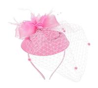 Alipis Accessoire Cheveux Mariage Vintage Léger en Plume et Mesh Rose, Pince à Cheveux Bibi Petit Chapeau Élégant pour Banquet et Cérémonie