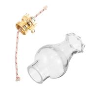 Alipis Accessoires Lampe à Pétrole Rétro Abat-jour Verre avec Support Mèche Métal Ajustable Remplacement Verre pour Lanterne Tempête Éclairage Urgence Compact et Pratique