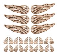 Alipis Ailes D'ange en Bois Naturel sans Trou, 50 Pièces Taille N°2, Tranches Bois Rustiques pour Décorations Soi-même et Projets D'artisanat Créatifs, Fournitures pour Bricolage