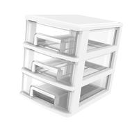 Alipis Armoire De Rangement Tiroirs 3 Couches Moyen Format Plastique Transparent Blanc Organisation Bureau Salle D’étude Rangement Multifonctionnelle