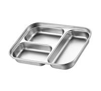 Alipis Assiette Portions Acier Inoxydable Divisée Compartiments Plateau Sauce Snack Séparateur pour Barbecue Buffet