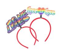 Alipis Bandeau de Fierté Arc-en-Ciel Lettres de Cœur Ensemble de 2 Pièces Confortable pour Femmes et Accessoires pour Cheveux de Fête pour Célébrations et Mariages