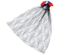 Alipis Bandeau Halloween en Tissu Polyester Noir avec Voile Crâne et Toile D'araignée, Design Gothique Unique, Antidérapant, pour Jour des Morts et Fêtes