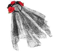 Alipis Bandeau Halloween Noir Couronne de Roses en Polyester et Tulle, Accessoire Cheveux Gothique pour Fêtes Costumées et Événements à Thème