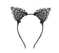 Alipis Bandeau Oreilles de Chat Dentelle Noire Serre-tête Original pour Fête de Noël Carnaval Cosplay et Bal Masqué Accessoire Cheveux Femme et Fille