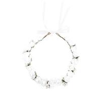 Alipis Bandeau Photo Couronne de Fleurs Blanches en Mousse Pe, Serrage-tête Ajustable pour Mariée et Demoiselle D’honneur, Accessoire Coiffure Cérémonie et Séance Photo