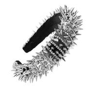 Alipis Bandeau Punk à Rivets avec Cristaux Blancs Serre-tête Épais Mousse Accessoire pour Femmes et Adolescentes Stable et Antidérapant pour Fêtes et Carnaval