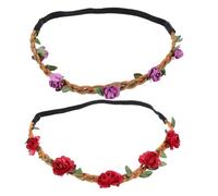 Alipis Bandeaux à Guirlande de Roses Rouges Confortables et Stables 4pcs en Velours Coréen Accessoires Coiffure pour Plages et Célébrations