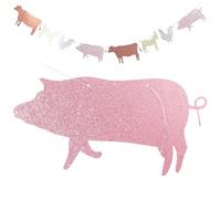 Alipis Bannière Décorative Thème Ferme Animaux Guirlande Suspendue Beige pour Fête d'Anniversaire Ferme Décoration Festive Unique pour Anniversaire Garçon et Filles