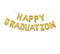 Alipis Bannière Happy Graduation Dorée Aluminium Ballons Foil Décoration Fête Graduation Guirlande Photo Accessoire Ambiance Festive