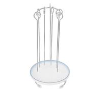 Alipis Barbecue Skewer Grill Rack Acier Inoxydable avec Support Dérapant et Plateau Égouttoir Stand Compact pour Brochettes de Viande et Légumes Accessoire Bbq Portable pour Plein Air