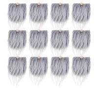 Alipis Barbes Artificielles pour Poupée Naine 12 Pièces Gris Givré Poils Longs Perles en Bois Fourniture de Bricolage GNOME Fourrure Artisanale pour Décoration Poupée et Fête de Noël