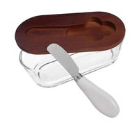 Alipis Beurrier avec Couvercle et Couteau : Boîte Hermétique pour Fromage - Boîte à Beurre 300 ml - Plateau en Verre pour Conservation Maison
