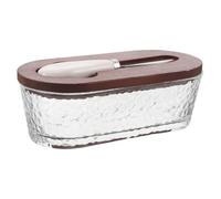 Alipis Beurrier en verre avec couvercle : Beurrier en verre avec couvercle et spatule - Récipient à fromage pour réfrigérateur - Boîte à fromage hermétique
