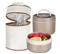 Alipis Boîte à Lunch Portable en Acier Inoxydable 316 avec Double Isolation Thermique, Capacité 600 Ml, Sacoche Isotherme Incluse pour Pique-niques et École