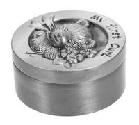 Alipis Boîte à Souvenirs Bébé Métallique Petite Taille En Étain Ancien Motif Ours Boîte De Conservation Cheveux Fœtaux Ma Première Présent Bébé Transportable