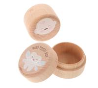 Alipis Boîte à Souvenirs pour Organiser et Conserver Dents de Lait de Première Dent en Bois Rond 2pcs des Garçon et Filles Lors D'une Baby Shower
