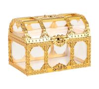 Alipis Boîte à Trésors Transparente Dorée Petite Taille, Coffre Trésor en Plastique pour Rangement Décoratif, Boîte à Dragées Mariage et Fête D'anniversaire, Contenant Bonbons