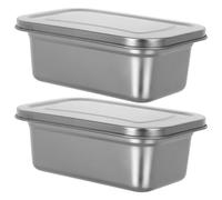 Alipis Boîte De Conservation Pour Glace En Acier Inoxydable 19.30X12.50X7.00Cm Bac À Glace Maison Avec Couvercle Résistant Pour Congélateur 1L Ensemble De 2