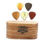 Alipis Boîte de Médiators en Bois Noyer, 5 Pièces, pour Guitare Électrique | Rangement Portable, Finition Veinée Naturelle, Acier Inoxydable, pour Répétition Musicale et Pratique à Domicile