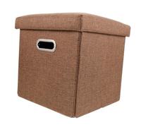 Alipis Boîte de Rangement Multifonctionnelle Pouf Coffre Simple Tissu Marron Tabouret de Stockage Robuste pour Vêtements et Siège Appoint
