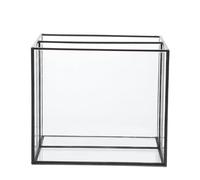 Alipis Boîte De Rangement Pour Cosmétiques Et Bijoux 1 Unité Format Carré En Verre Compartimentée Noire Monture Cuivre Organisation Maison Bureau