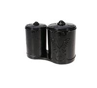Alipis Boîte De Rangement Vintage Pour Coton-tige Avec Couvercle Organisateur Double Pour Accessoires Cosmétiques Et Bijoux Noir Pour Salle De Bain Cuisine