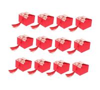 Alipis Boîtes à Bonbons Chinoises Rouges avec Pompons, Coffret Présent Papier Moyen Format, 12 Pièces, pour Mariage et Décoration Festive Traditionnelle