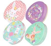 Alipis Boîtes à Bonbons en Fer-blanc 4 Pièces, Motifs Lapin Pâques, Couleurs Pastel, Boîtes à Biscuits et Porte-bonbons pour Fêtes et Emballage Présent