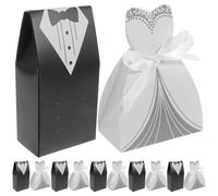 Alipis Boîtes de fête de mariage 200 pièces : élégantes boîtes à bonbons en papier - porte-friandises en forme de smoking et de robe classiques - centre de table de mariage