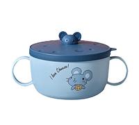 Alipis Bol Acier Inoxydable pour Garçon Fille Bol à Soupe avec Double Poignée Ergonomique Récipient Alimentaire Portable pour École Bureau et Pique