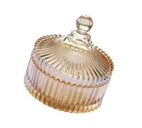 Alipis Bonbonnière Boîte de Rangement Jaune Ronde, en Verre Cristal Design Couvert pour Collations, pour Décoration Intérieure et Magasin