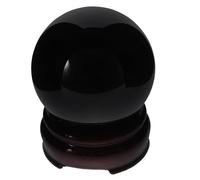 Alipis Boule Cristal Obsidienne Noire Véritable avec Socle Bois Décoration Intérieure Bureau Sphère Méditation Feng Shui